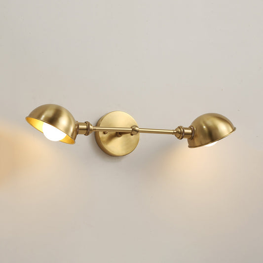 Brass Bowl Wall Light Fixture Modernism 2 Heads Metal Wall Sconce Lighting for Bedroom Brass Clearhalo 'Cast Iron' 'Glass' 'Industrial' 'Modern wall lights' 'Modern' 'Tiffany' 'Traditional wall lights' 'Wall Lamps & Sconces' 'Wall Lights' Lighting' 339286