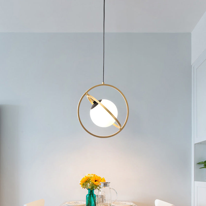 Gold Round Hanging Ceiling Light Simplicity 1 Head Metal Drop Lamp for Dining Room Gold Clearhalo 'Ceiling Lights' 'Modern Pendants' 'Modern' 'Pendant Lights' 'Pendants' Lighting' 339309