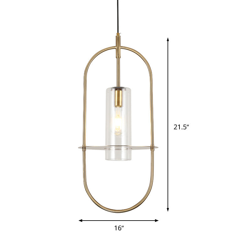 Modernism Cylinder Hanging Light Fixture Metal 1 Light Living Room Ceiling Pendant in Gold Clearhalo 'Ceiling Lights' 'Modern Pendants' 'Modern' 'Pendant Lights' 'Pendants' Lighting' 339318