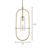 Modernism Cylinder Hanging Light Fixture Metal 1 Light Living Room Ceiling Pendant in Gold Clearhalo 'Ceiling Lights' 'Modern Pendants' 'Modern' 'Pendant Lights' 'Pendants' Lighting' 339318