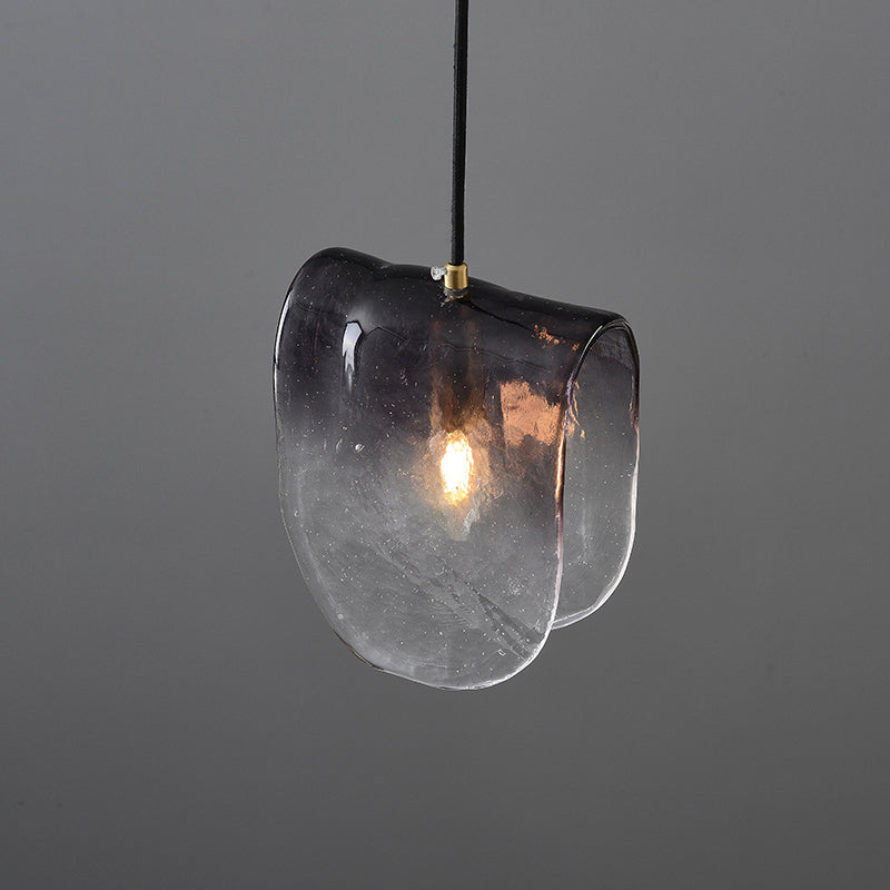 Curve Water Glass Ceiling Light Modernist 1 Bulb Brass Pendant Lighting for Restaurant Brass Clearhalo 'Ceiling Lights' 'Glass shade' 'Glass' 'Modern Pendants' 'Modern' 'Pendant Lights' 'Pendants' Lighting' 339362