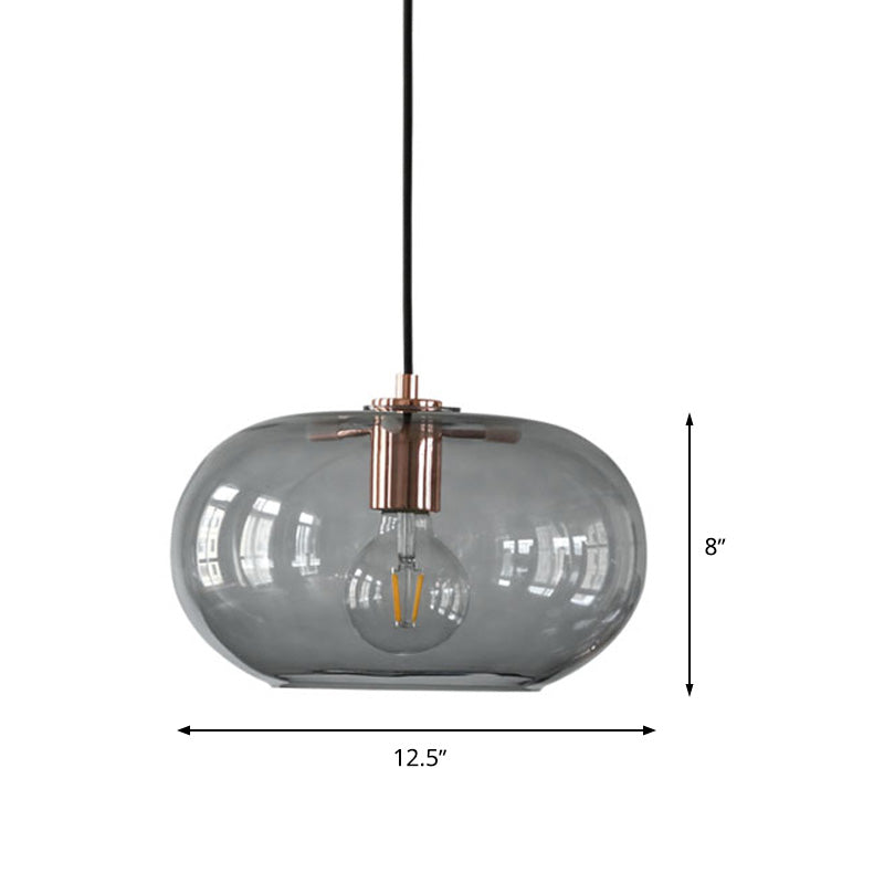 Smoke Gray Glass Oval Pendant Simplicity 1 Bulb Hanging Ceiling Light for Bedroom Clearhalo 'Ceiling Lights' 'Chandeliers' 'Glass shade' 'Glass' 'Modern Pendants' 'Modern' 'Pendant Lights' 'Pendants' Lighting' 339391