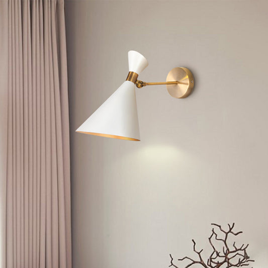 Brass Cone Wall Lamp Traditionalist Metal 1/2 Lights Bedroom Wall Mount  Lighting with Beveled Glass Panel - Clearhalo