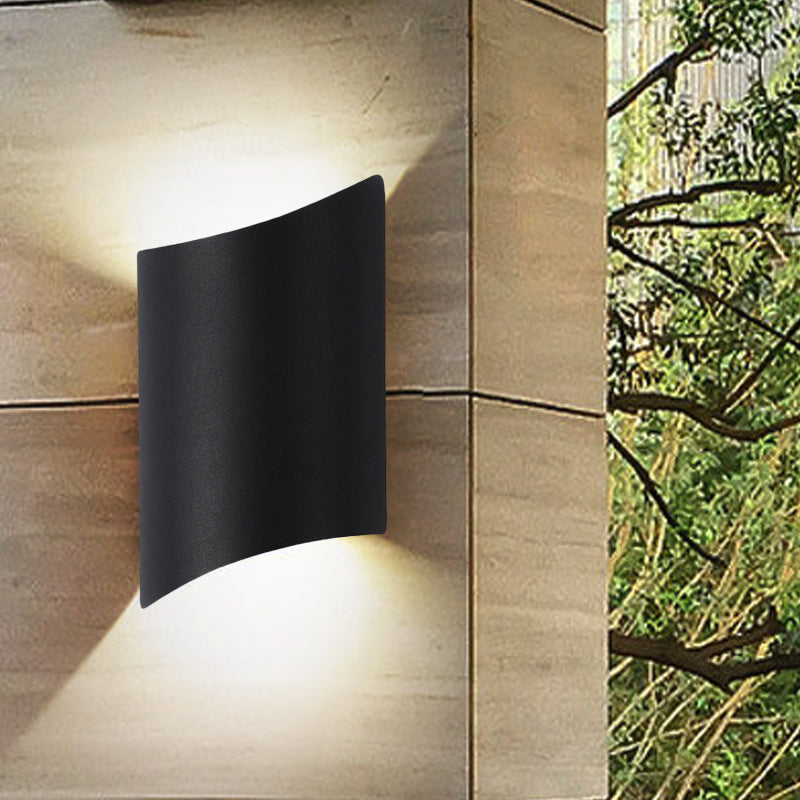 LED Outdoor Wall Sconce Modern Black Wall Light Fixture with Geometric Metal Shade in Warm/White Light Clearhalo 'Cast Iron' 'Glass' 'Industrial' 'Modern wall lights' 'Modern' 'Tiffany' 'Traditional wall lights' 'Wall Lamps & Sconces' 'Wall Lights' Lighting' 339484