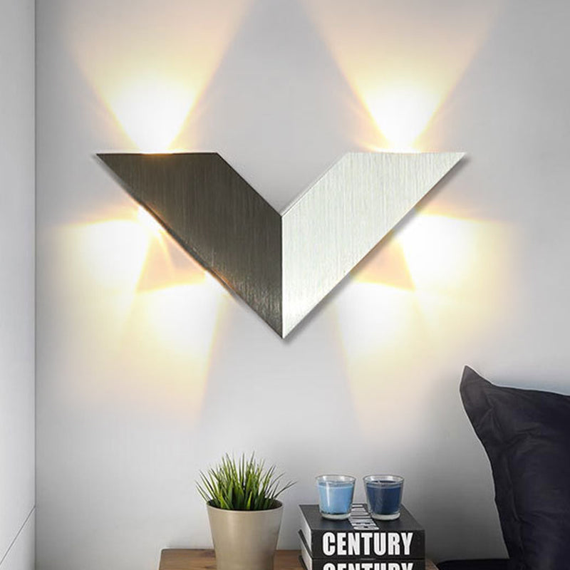 LED Bedroom Wall Light Contemporary Black and White Wall Lighting with Geometric Metal Shade in Warm/White Light Clearhalo 'Cast Iron' 'Glass' 'Industrial' 'Modern wall lights' 'Modern' 'Tiffany' 'Traditional wall lights' 'Wall Lamps & Sconces' 'Wall Lights' Lighting' 339509