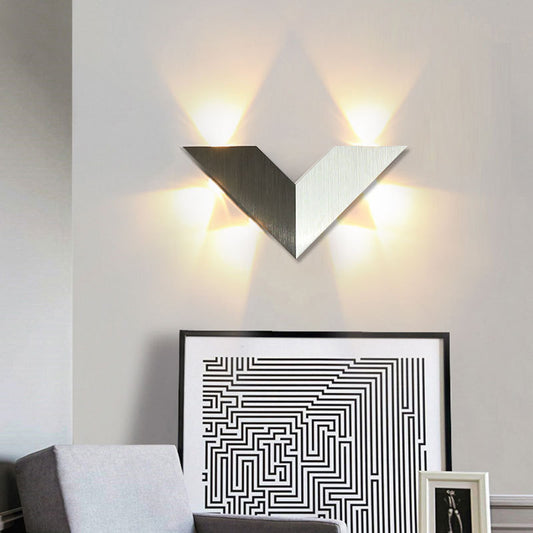 LED Bedroom Wall Light Contemporary Black and White Wall Lighting with Geometric Metal Shade in Warm/White Light Clearhalo 'Cast Iron' 'Glass' 'Industrial' 'Modern wall lights' 'Modern' 'Tiffany' 'Traditional wall lights' 'Wall Lamps & Sconces' 'Wall Lights' Lighting' 339510