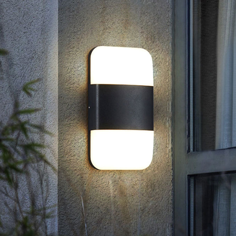 Black Rectangle Sconce Light Modernism LED Metal Wall Lighting Fixture in Warm/White Light Clearhalo 'Cast Iron' 'Glass' 'Industrial' 'Modern wall lights' 'Modern' 'Tiffany' 'Traditional wall lights' 'Wall Lamps & Sconces' 'Wall Lights' Lighting' 339524