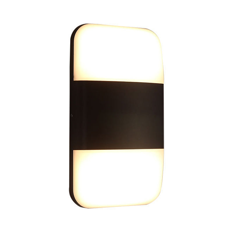 Black Rectangle Sconce Light Modernism LED Metal Wall Lighting Fixture in Warm/White Light Clearhalo 'Cast Iron' 'Glass' 'Industrial' 'Modern wall lights' 'Modern' 'Tiffany' 'Traditional wall lights' 'Wall Lamps & Sconces' 'Wall Lights' Lighting' 339526