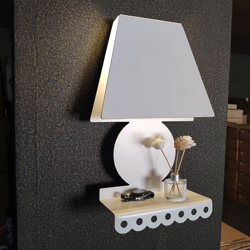 Metal Trapezoid Wall Light Sconce Modernism 1 Light White Wall Lighting Fixture for Bedroom Clearhalo 'Cast Iron' 'Glass' 'Industrial' 'Modern wall lights' 'Modern' 'Tiffany' 'Traditional wall lights' 'Wall Lamps & Sconces' 'Wall Lights' Lighting' 339542