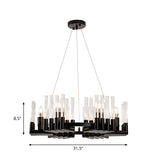 Circular Iron Chandelier Lamp Contemporary 6/8 Lights Black Ceiling Light Fixture with Crystal Tube Clearhalo 'Ceiling Lights' 'Chandeliers' 'Industrial Chandeliers' 'Industrial' 'Middle Century Chandeliers' 'Tiffany' Lighting' 339689