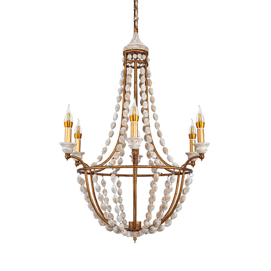 5 Bulbs Candle Ceiling Chandelier Traditional Metal Suspended Lighting Fixture in Rust Clearhalo 'Ceiling Lights' 'Chandeliers' Lighting' options 339840