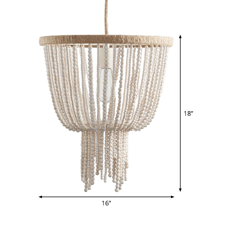 Dome Wood Bedroom Hanging Chandelier Contemporary 1 Head White Ceiling Pendant Light Clearhalo 'Ceiling Lights' 'Chandeliers' Lighting' options 339864