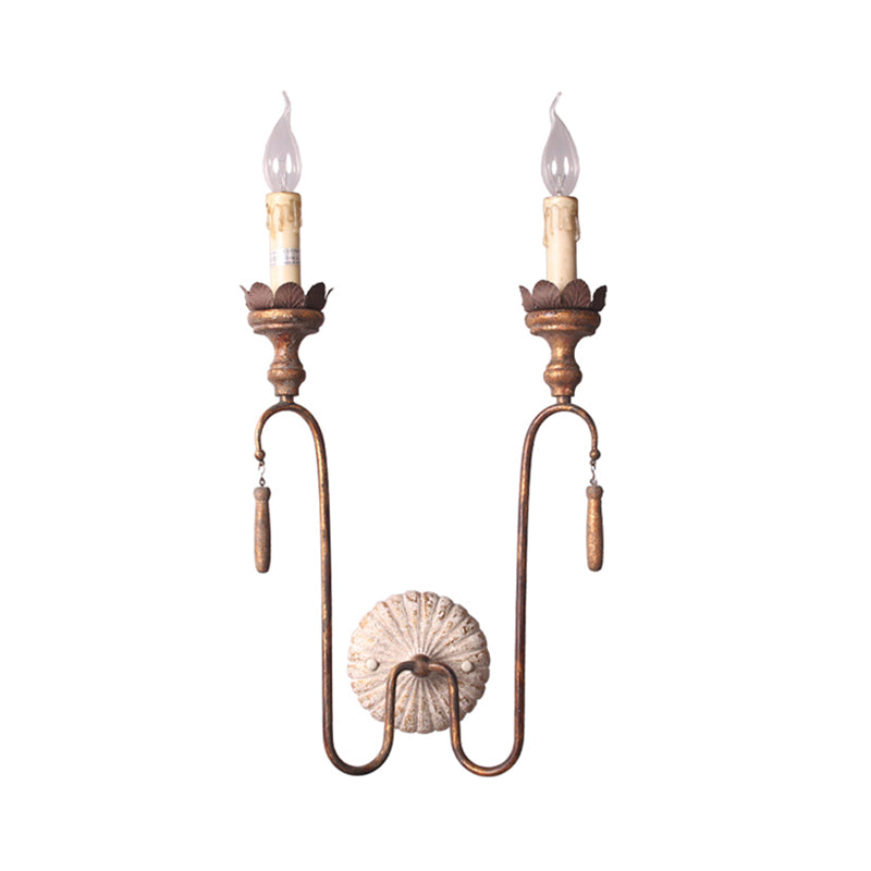 2/3 Lights Metal Wall Lamp Vintage Style Rust Exposed Bulb Indoor Sconce Light Fixture Clearhalo 'Wall Lamps & Sconces' 'Wall Lights' Lighting' 339931