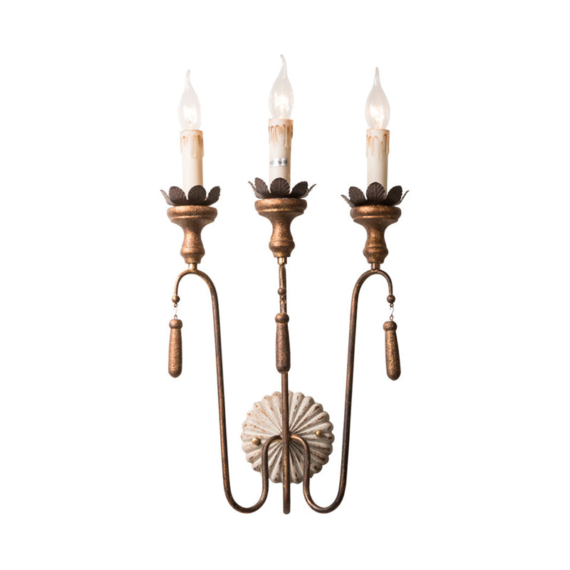 2/3 Lights Metal Wall Lamp Vintage Style Rust Exposed Bulb Indoor Sconce Light Fixture Clearhalo 'Wall Lamps & Sconces' 'Wall Lights' Lighting' 339936