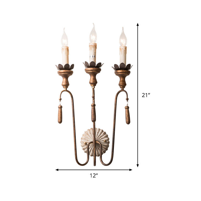 2/3 Lights Metal Wall Lamp Vintage Style Rust Exposed Bulb Indoor Sconce Light Fixture Clearhalo 'Wall Lamps & Sconces' 'Wall Lights' Lighting' 339937