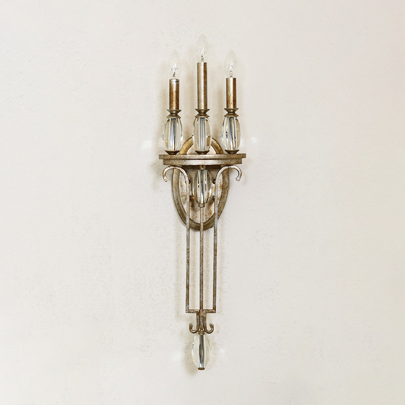 Rust 3-Light Sconce Light Traditional Metal Candle Wall Lighting Fixture for Bedroom Clearhalo 'Wall Lamps & Sconces' 'Wall Lights' Lighting' 339940