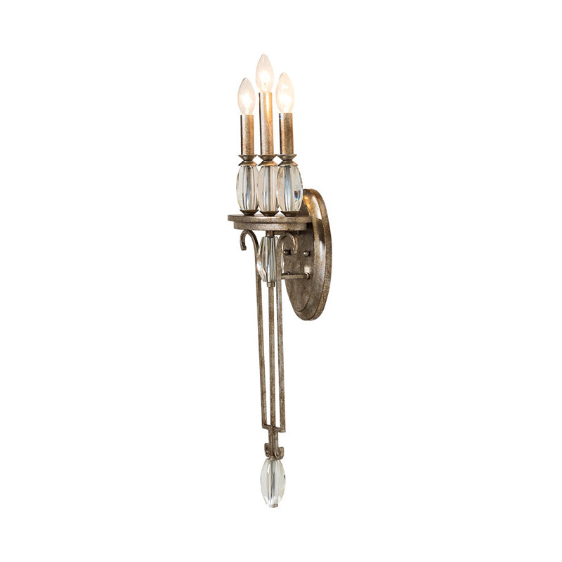 Rust 3-Light Sconce Light Traditional Metal Candle Wall Lighting Fixture for Bedroom Clearhalo 'Wall Lamps & Sconces' 'Wall Lights' Lighting' 339941