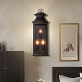 3 Lights Exposed Bulb Wall Lamp Country Black Metal Sconce Light Fixture for Bedroom with Frame Clearhalo 'Wall Lamps & Sconces' 'Wall Lights' Lighting' 339944