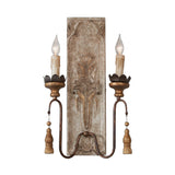 Candelabrum Wood Sconce Lighting Vintage 2 Lights Dining Room Wall Mounted Lamp in Rust Clearhalo 'Wall Lamps & Sconces' 'Wall Lights' Lighting' 339951