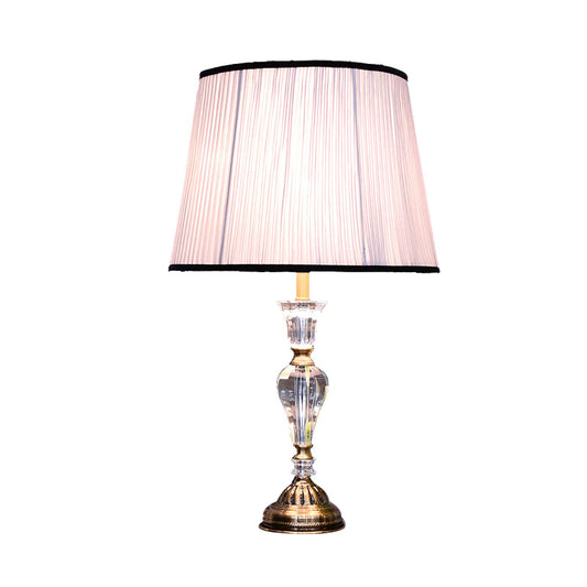 1 Light Bedroom Crystal Night Light Rustic Light Purple Table Lamp with Tapered Fabric Shade Clearhalo 'Lamps' 'Table Lamps' Lighting' 340167