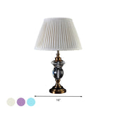 Pleated Shade Crystal Nightstand Light Rural 1 Light Living Room Table Lamp in Blue/Light Purple/Beige Clearhalo 'Lamps' 'Table Lamps' Lighting' 340197