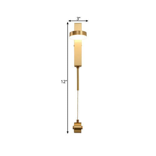 Round Metal Wall Sconce Light Modernism 1 Bulb Brass LED Wall Lighting in Warm/White Light Clearhalo 'Cast Iron' 'Glass' 'Industrial' 'Modern wall lights' 'Modern' 'Tiffany' 'Traditional wall lights' 'Wall Lamps & Sconces' 'Wall Lights' Lighting' 340324