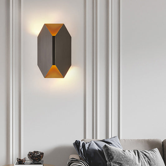 Modern 1 Light Wall Lighting Black Geometric LED Wall Mounted Lamp with Metal Shade Black Clearhalo 'Cast Iron' 'Glass' 'Industrial' 'Modern wall lights' 'Modern' 'Tiffany' 'Traditional wall lights' 'Wall Lamps & Sconces' 'Wall Lights' Lighting' 340345