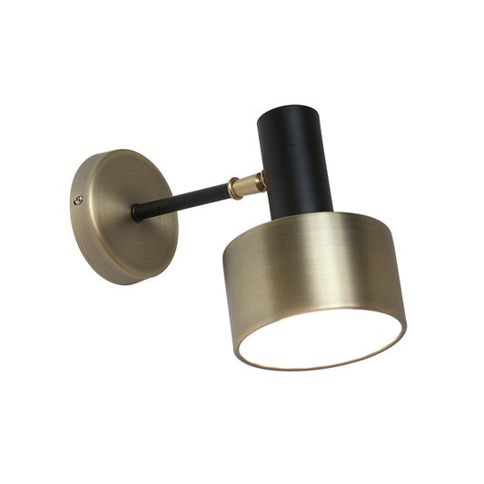 Black and Gold Cylinder Sconce Modernism 1 Head Metal Wall Lighting Fixture for Living Room Clearhalo 'Cast Iron' 'Glass' 'Industrial' 'Modern wall lights' 'Modern' 'Tiffany' 'Traditional wall lights' 'Wall Lamps & Sconces' 'Wall Lights' Lighting' 340368