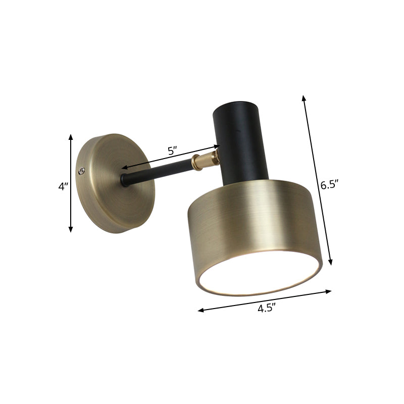 Black and Gold Cylinder Sconce Modernism 1 Head Metal Wall Lighting Fixture for Living Room Clearhalo 'Cast Iron' 'Glass' 'Industrial' 'Modern wall lights' 'Modern' 'Tiffany' 'Traditional wall lights' 'Wall Lamps & Sconces' 'Wall Lights' Lighting' 340369