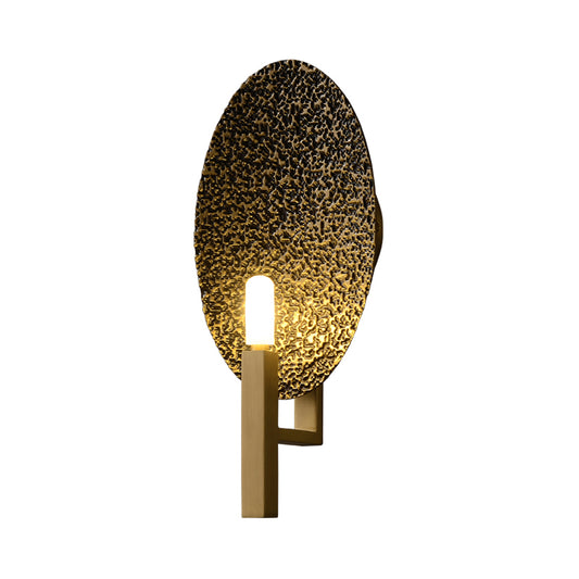 Contemporary Oval Metal Sconce Light 1 Bulb LED Wall Mounted Lamp in Brass for Bedroom Clearhalo 'Cast Iron' 'Glass' 'Industrial' 'Modern wall lights' 'Modern' 'Tiffany' 'Traditional wall lights' 'Wall Lamps & Sconces' 'Wall Lights' Lighting' 340419