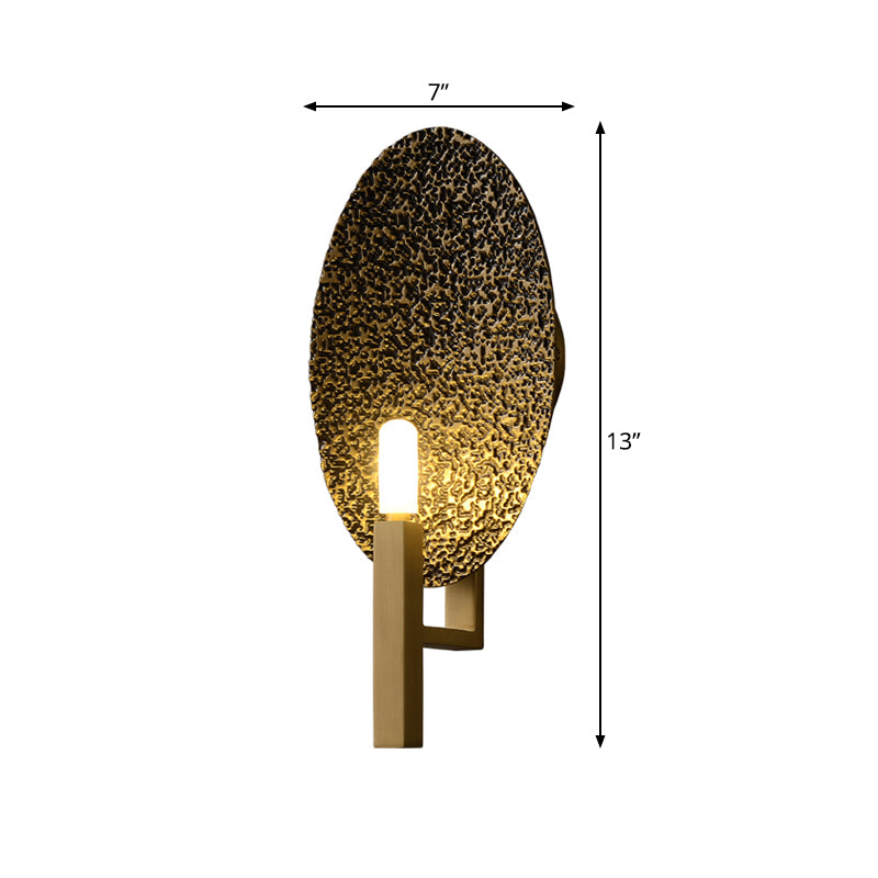 Contemporary Oval Metal Sconce Light 1 Bulb LED Wall Mounted Lamp in Brass for Bedroom Clearhalo 'Cast Iron' 'Glass' 'Industrial' 'Modern wall lights' 'Modern' 'Tiffany' 'Traditional wall lights' 'Wall Lamps & Sconces' 'Wall Lights' Lighting' 340420