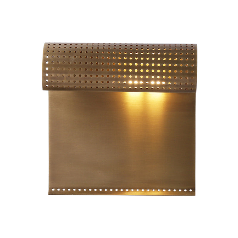 Brass Scrolled Wall Mounted Lighting Simple 1 Bulb Metal Flush Mount Wall Sconce for Bedroom Clearhalo 'Cast Iron' 'Glass' 'Industrial' 'Modern wall lights' 'Modern' 'Tiffany' 'Traditional wall lights' 'Wall Lamps & Sconces' 'Wall Lights' Lighting' 340423