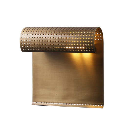 Brass Scrolled Wall Mounted Lighting Simple 1 Bulb Metal Flush Mount Wall Sconce for Bedroom Clearhalo 'Cast Iron' 'Glass' 'Industrial' 'Modern wall lights' 'Modern' 'Tiffany' 'Traditional wall lights' 'Wall Lamps & Sconces' 'Wall Lights' Lighting' 340424