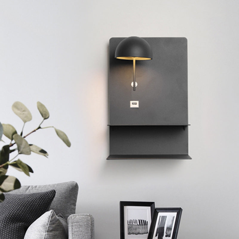 Black Bowl Metal Wall Lighting Modernist LED Metal Wall Mount Light Fixture for Living Room Clearhalo 'Cast Iron' 'Glass' 'Industrial' 'Modern wall lights' 'Modern' 'Tiffany' 'Traditional wall lights' 'Wall Lamps & Sconces' 'Wall Lights' Lighting' 340427