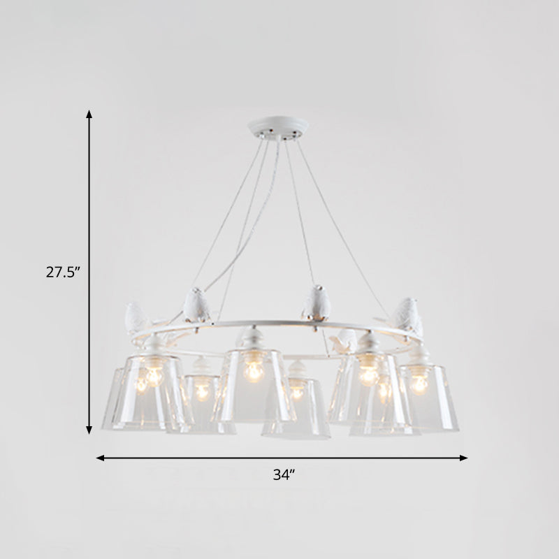 White 3/8 Lights Chandelier Light Fixture Classic Clear Glass Tapered Pendant Lamp for Living Room Clearhalo 'Ceiling Lights' 'Chandeliers' Lighting' options 340443