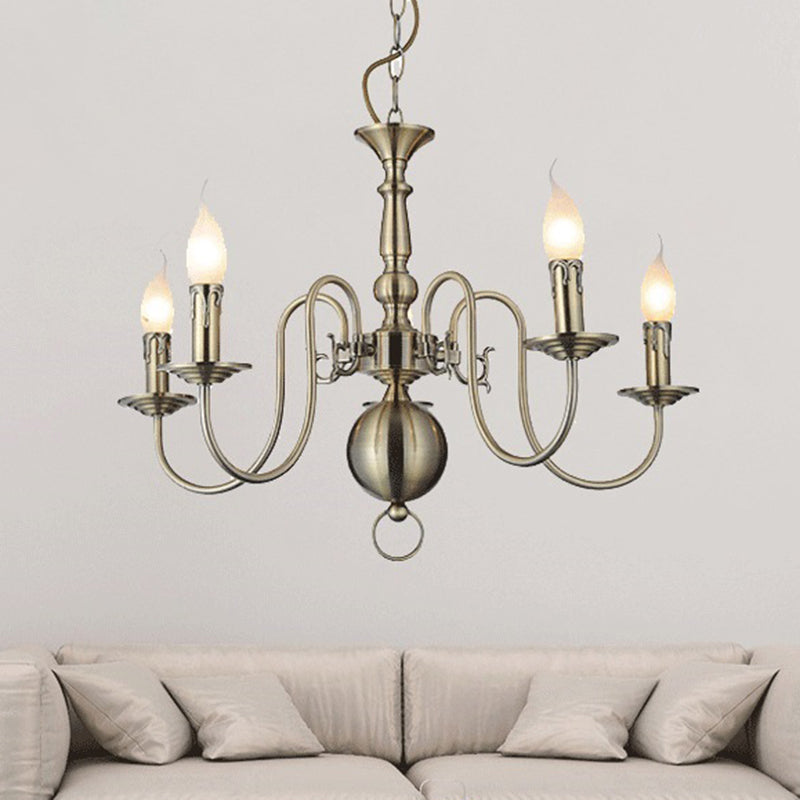 5 Lights Ceiling Light Traditional Swirled Arm Metal Hanging Chandelier in Chrome for Living Room Clearhalo 'Ceiling Lights' 'Chandeliers' Lighting' options 340475