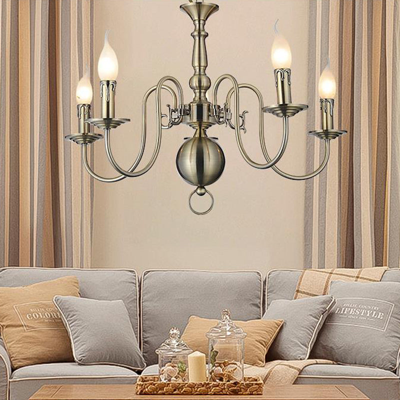 5 Lights Ceiling Light Traditional Swirled Arm Metal Hanging Chandelier in Chrome for Living Room Clearhalo 'Ceiling Lights' 'Chandeliers' Lighting' options 340476