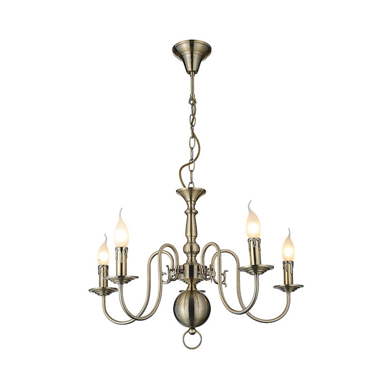 5 Lights Ceiling Light Traditional Swirled Arm Metal Hanging Chandelier in Chrome for Living Room Clearhalo 'Ceiling Lights' 'Chandeliers' Lighting' options 340477