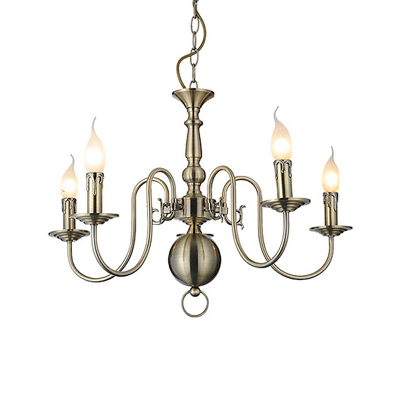 5 Lights Ceiling Light Traditional Swirled Arm Metal Hanging Chandelier in Chrome for Living Room Clearhalo 'Ceiling Lights' 'Chandeliers' Lighting' options 340478