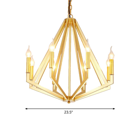 Gold 8 Lights Chandelier Light Fixture Traditional Metal Geometric Pendant Lamp for Living Room Clearhalo 'Ceiling Lights' 'Chandeliers' Lighting' options 340489