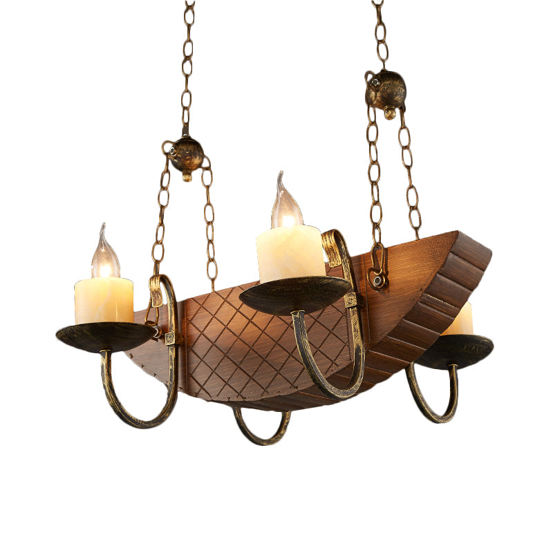 4 Bulbs Candle Chandelier Light Traditional Black Wood Hanging Ceiling Fixture for Dining Room Clearhalo 'Ceiling Lights' 'Chandeliers' Lighting' options 340513