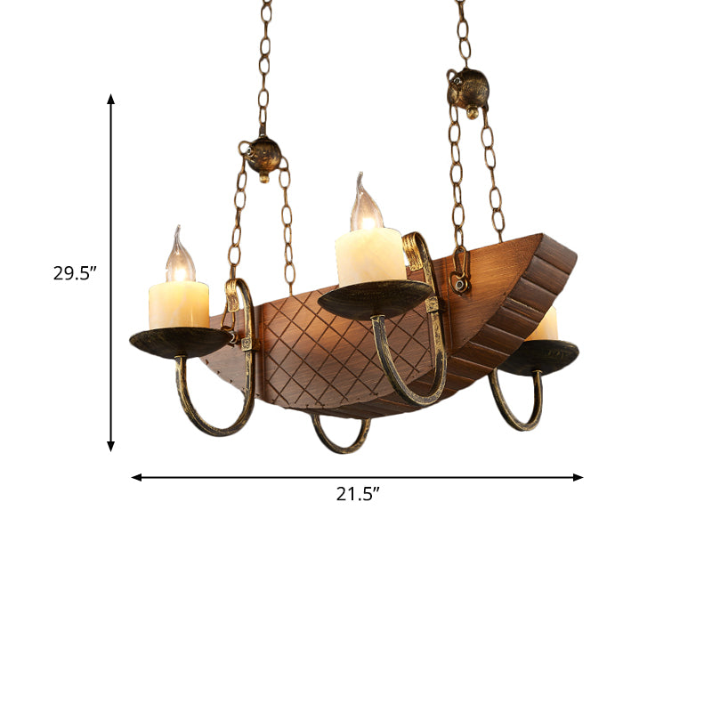 4 Bulbs Candle Chandelier Light Traditional Black Wood Hanging Ceiling Fixture for Dining Room Clearhalo 'Ceiling Lights' 'Chandeliers' Lighting' options 340514