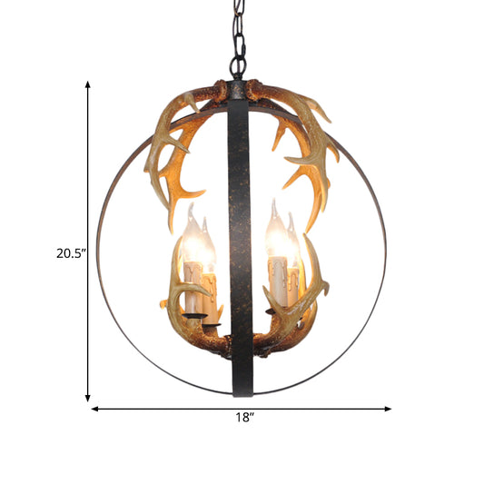 4/8 Lights Chandelier Lighting Fixture Loft Spherical Metal Ceiling Suspension Lamp in Black for Dining Room Clearhalo 'Ceiling Lights' 'Chandeliers' Lighting' options 340584