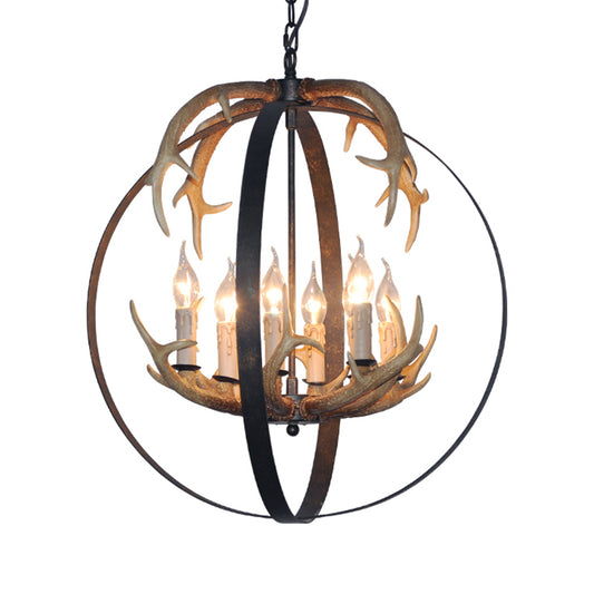 4/8 Lights Chandelier Lighting Fixture Loft Spherical Metal Ceiling Suspension Lamp in Black for Dining Room Clearhalo 'Ceiling Lights' 'Chandeliers' Lighting' options 340586