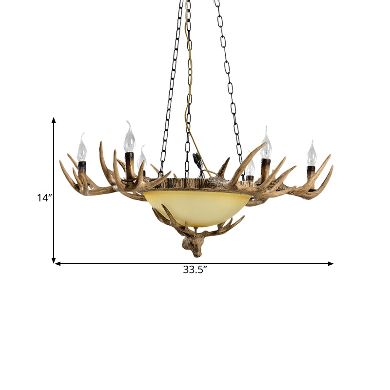 Candle Glass Ceiling Lamp Traditional 6-Head Living Room Chandelier Pendant Light in Brown Clearhalo 'Ceiling Lights' 'Chandeliers' 'Glass shade' 'Glass' Lighting' 340645