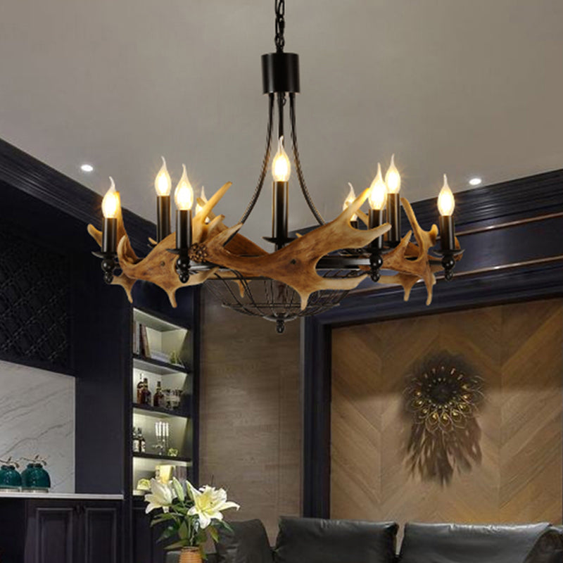 Brown 9 Lights Chandelier Lighting Rustic Metal Wine Barrel Pendant Lamp for Living Room Brown Clearhalo 'Ceiling Lights' 'Chandeliers' Lighting' options 340646_69928bd5-6c35-4504-b84c-f381604f6cd6