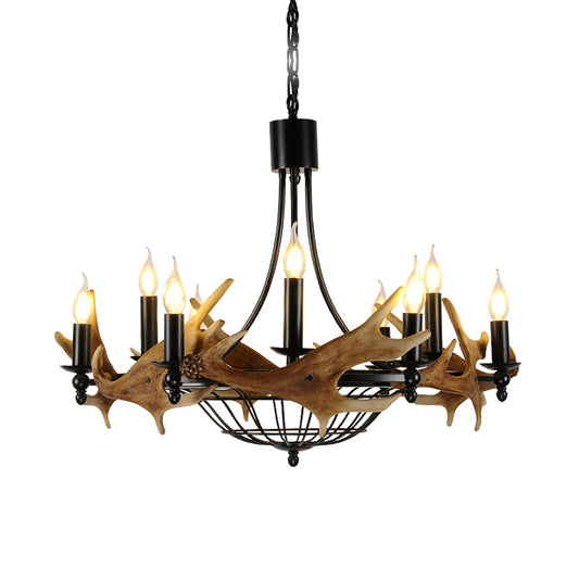 Brown 9 Lights Chandelier Lighting Rustic Metal Wine Barrel Pendant Lamp for Living Room Clearhalo 'Ceiling Lights' 'Chandeliers' Lighting' options 340648