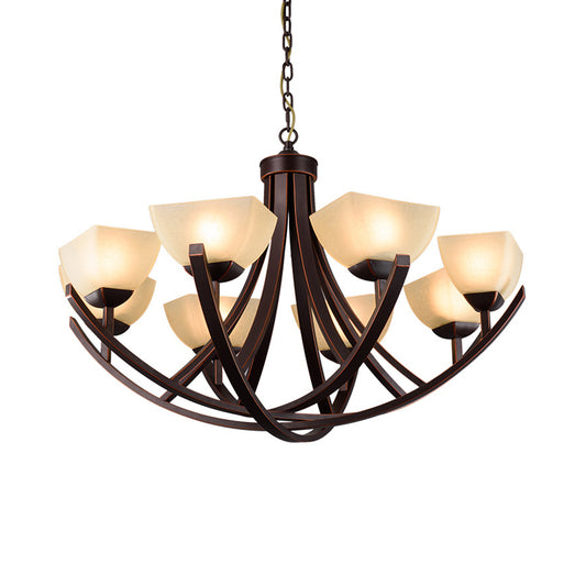 Tapered Frosted Glass Chandelier Lighting Classic 4/6/8 Lights Living Room Pendant Lighting in Rust with Sputnik Design Clearhalo 'Ceiling Lights' 'Chandeliers' Lighting' options 340714