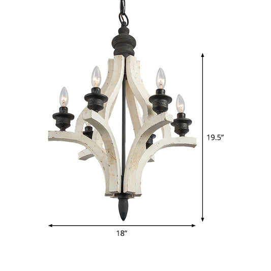 Laser-Cut Chandelier Lamp Nordic Wood 4 Heads White Pendant Lighting Fixture with Adjustable Chain Clearhalo 'Ceiling Lights' 'Chandeliers' Lighting' options 341895