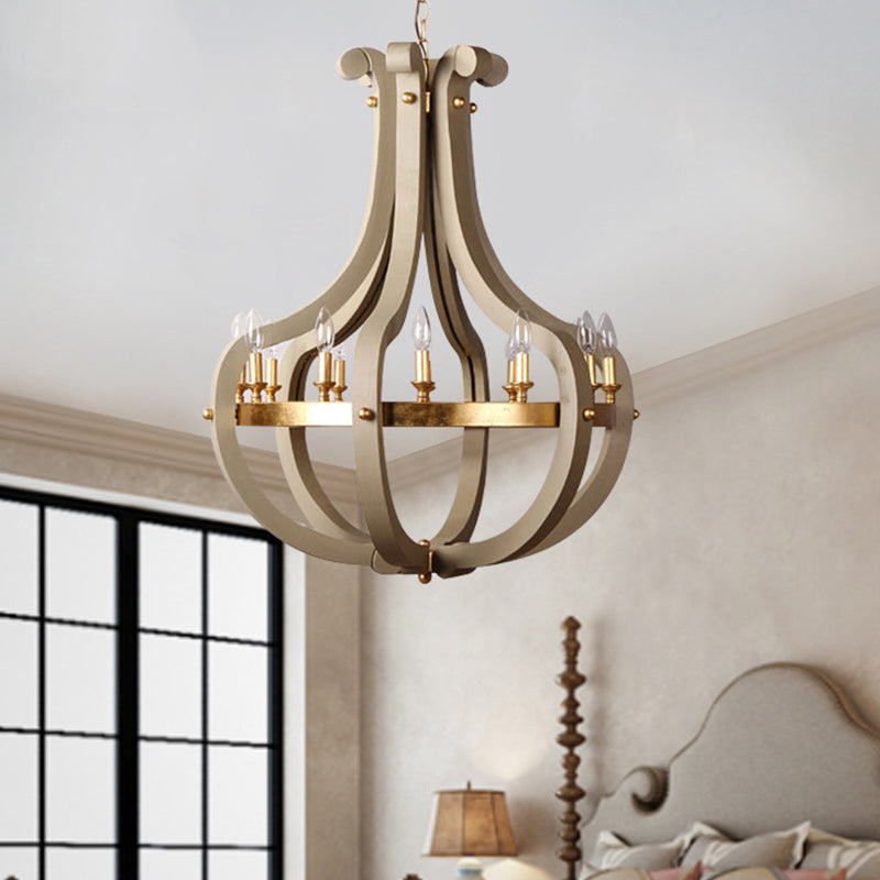 Wood Bend Chandelier Lamp Contemporary 6/12 Bulbs Gold Pendant Lighting Fixture with Adjustable Chain Clearhalo 'Ceiling Lights' 'Chandeliers' Lighting' options 341901